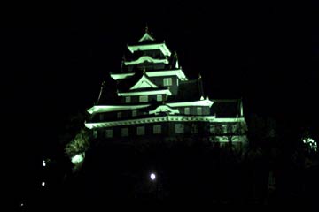 夜の岡山城